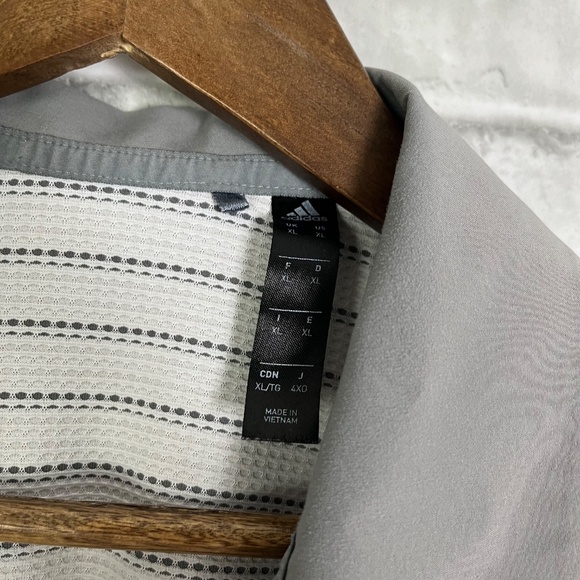 Kansas Jayhawks x Adidas Golf Gray Striped Performance Polo Shirt Men XL Stretch - Picture 3 of 8